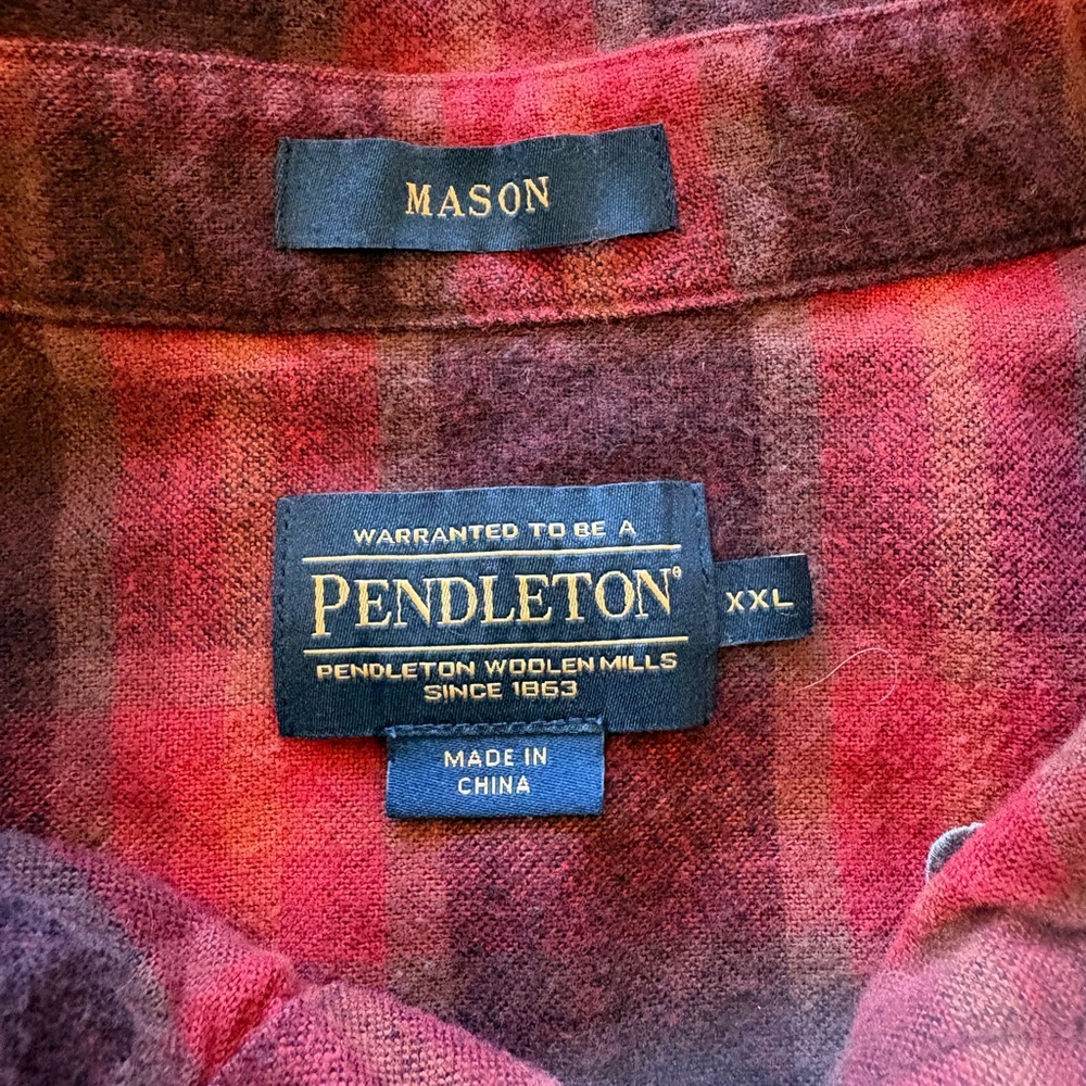 Pendleton Burgundy and Red Plaid Shirt
